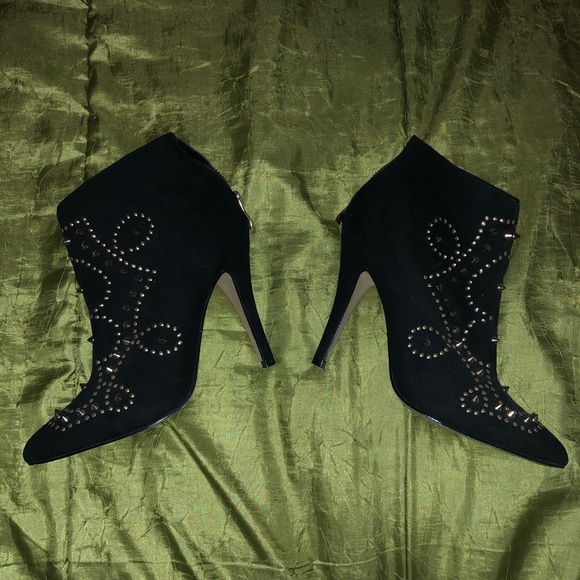Forever 21 Shoes Gold Studded Embellished Suede Booties Poshmark